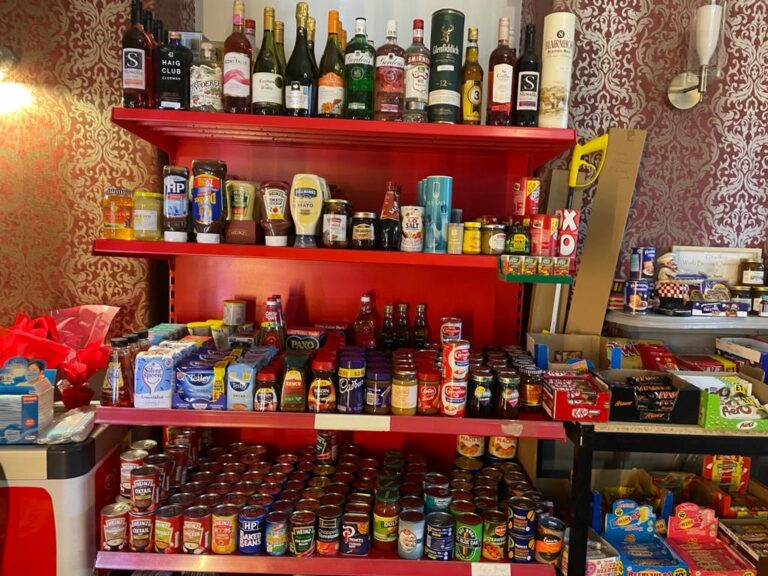 Shelves of takeaway sandwiches and snacks in the Sulby shop